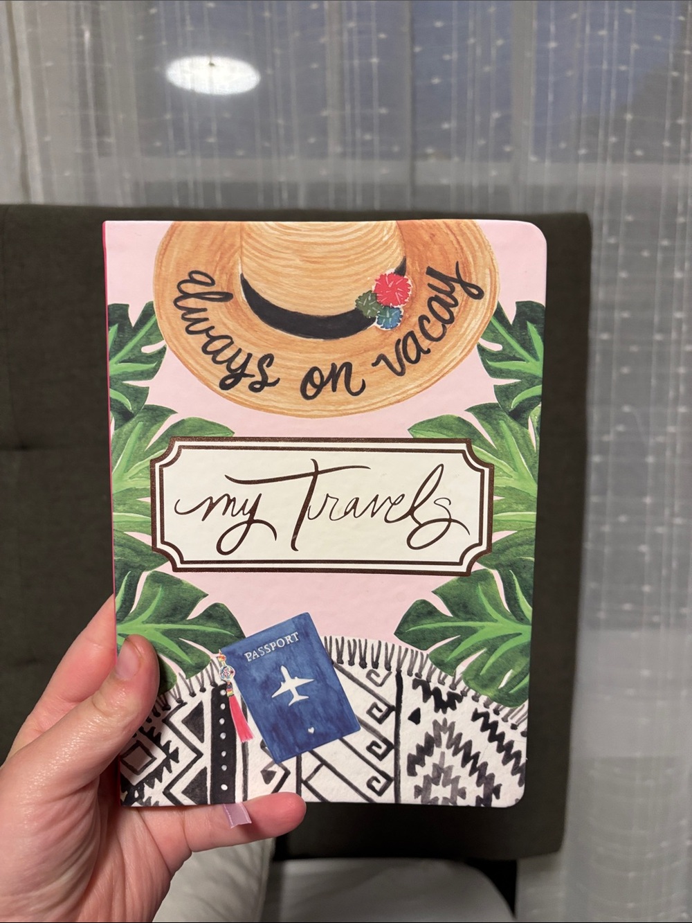 Always On Vacay 'My Travels' Travel Notebook - Pink & Green